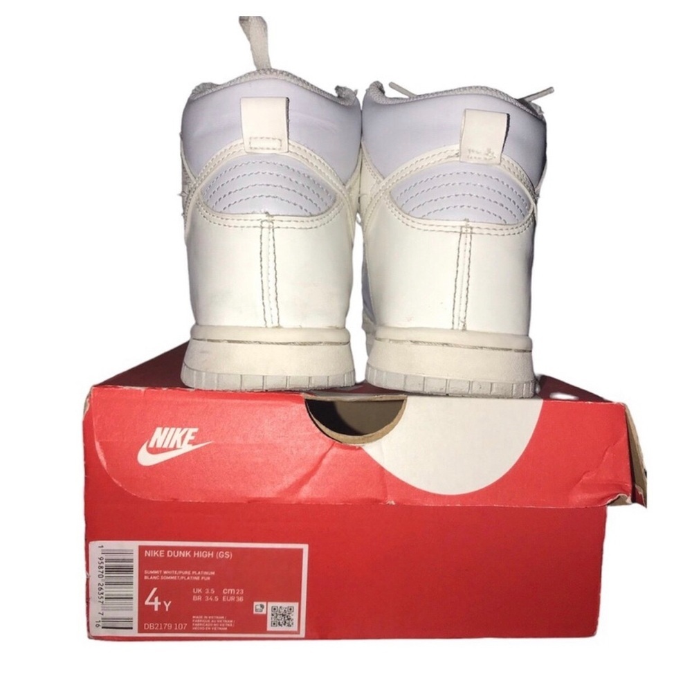 Nike Dunk High (GS) Summit White/Pure Platinum Sneakers DB2179 107 Youth Size 4y - Picture 10 of 11